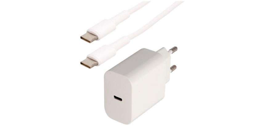 Kit chargeur - 18W - cordon USB-C mâle - 1 m - blanc