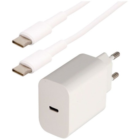 Kit chargeur - 18W - cordon USB-C mâle - 1 m - blanc