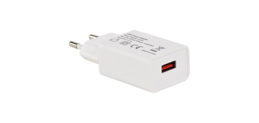 Chargeur USB-A 2.4A  2P sur secteur blanc