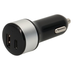Chargeur allume-cigare - USB-A - USB-C  - 18W - noir