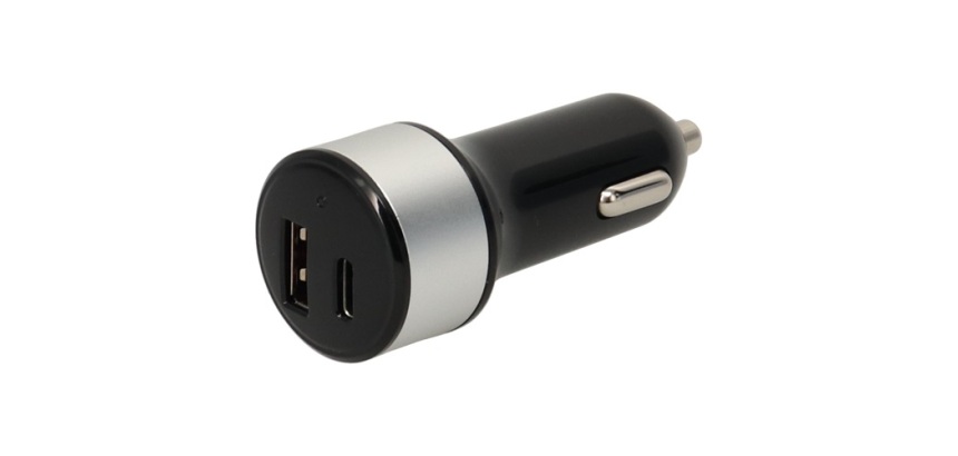 Chargeur allume-cigare - USB-A - USB-C  - 18W - noir