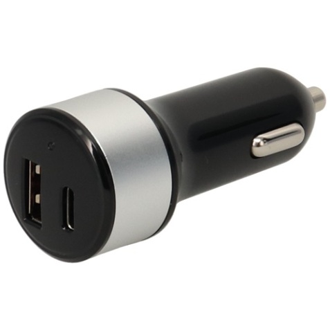 Chargeur allume-cigare - USB-A - USB-C  - 18W - noir