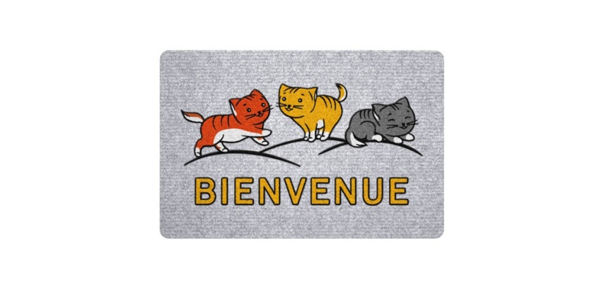 Tapis grattant - Grey'Flock - 40 x 60 cm - motifs Chats Bienvenus