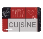Tapis multi-usage - de cuisine - 50 x 80 cm - motif Cuisine rouge/noir