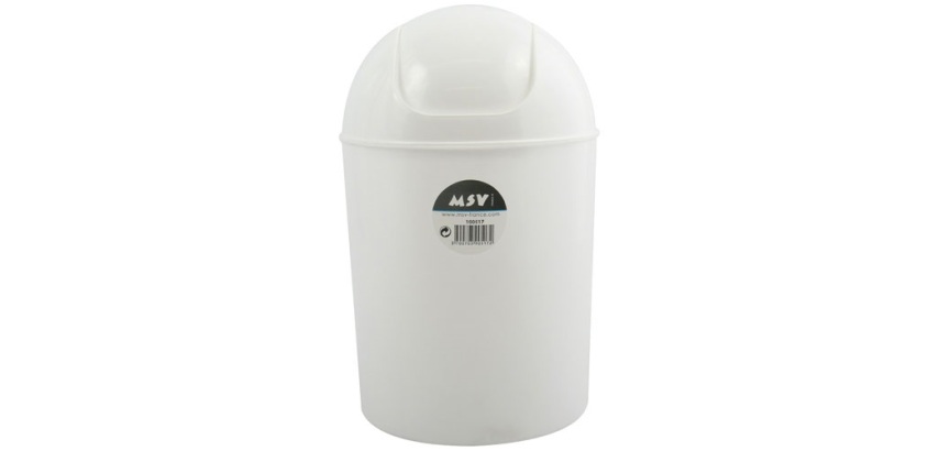Poubelle salle de bain - 5 L à bascule ronde - blanc