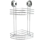 Etagère d'angle - de douche - 2 niveaux - à ventouses - acier chromé