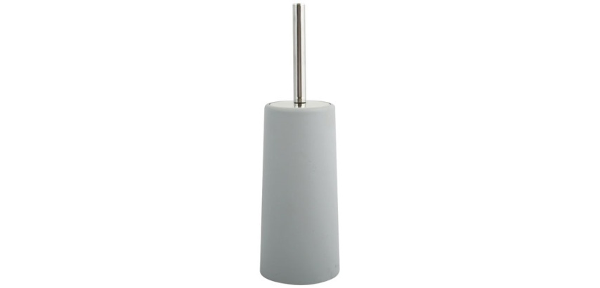 Brosse WC - avec support - PP et inox - gris clair