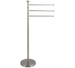 Porte serviettes - 3 branches - sur pied rond - acier inox - gris
