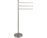 Porte serviettes - 3 branches - sur pied rond - acier inox - gris