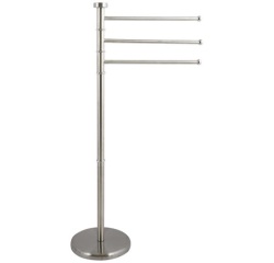 Porte serviettes - 3 branches - sur pied rond - acier inox - gris