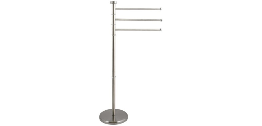 Porte serviettes - 3 branches - sur pied rond - acier inox - gris