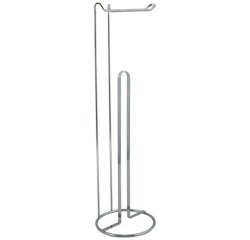 Porte rouleau - papier WC - sur pied avec réserve - Amy - acier chromé