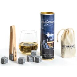 Lot 6 glaçons Granit + pince à glaçons en hêtre - Bleus de Bretagne