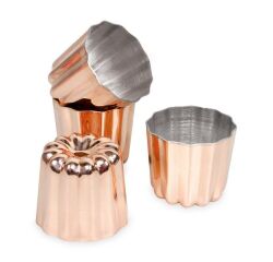 Lot de 4 moules à cannelés 4.5 cm en cuivre