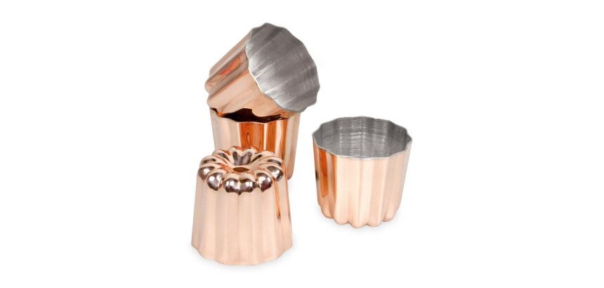 Lot de 4 moules à cannelés 4.5 cm en cuivre