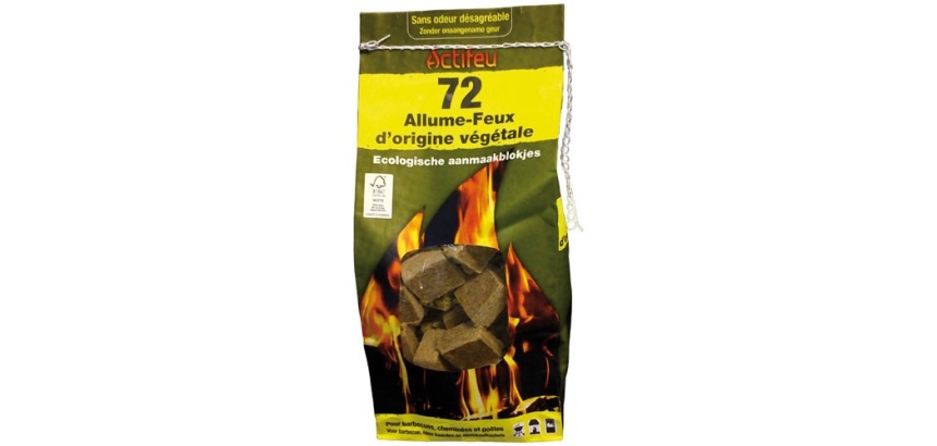 Allume-feu - écologique individuel - bois compressé - lot de 72