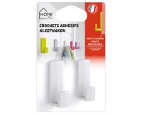 Grand crochet adhésif - blanc - lot de 2