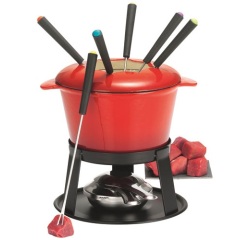 Service à fondue bourguignonne rouge