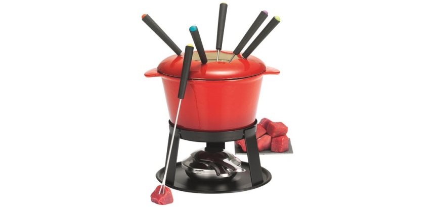 Service à fondue bourguignonne rouge