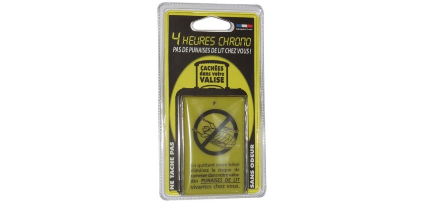 Plaquette - anti-punaises de lit pour valise 4 heures chrono