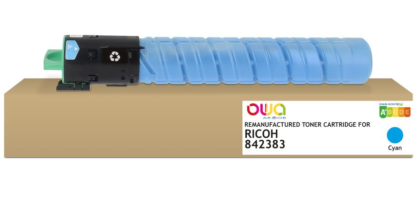 Toner remanufacturé OWA - standard - Cyan - pour RICOH 842383, 842602