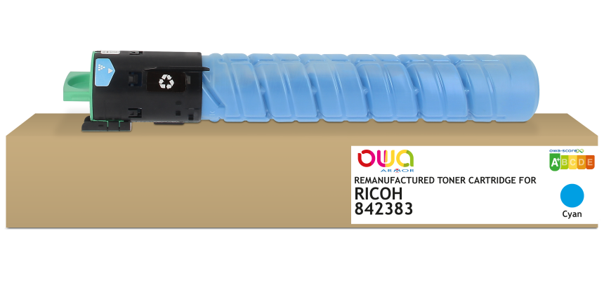Toner remanufacturé OWA - standard - Cyan - pour RICOH 842383, 842602