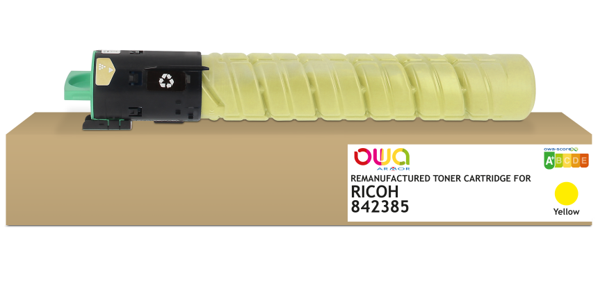 Toner remanufacturé OWA - standard - Jaune - pour RICOH 842385, 842604