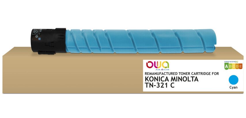 OWA Remanufactured Toner - Standard - Cyan - for KONICA MINOLTA TN-321C, DEVELOP A33K4D0, OLIVETTI B1037, KONICA MINOLTA TN-321C