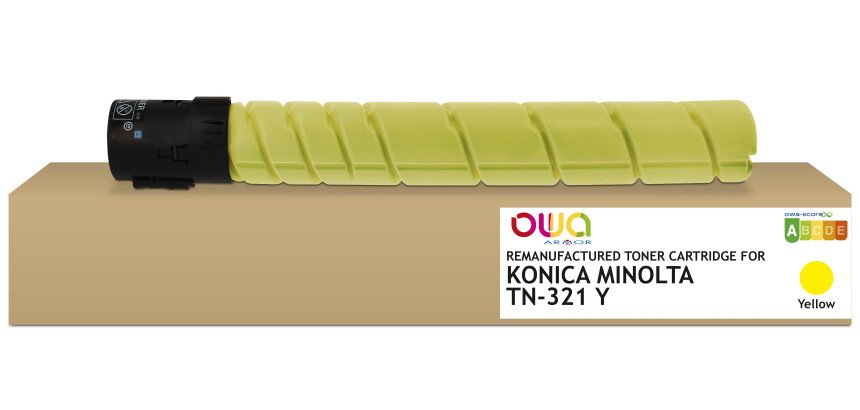 Toner remanufacturé OWA - standard - Jaune - pour KONICA MINOLTA TN-321 Y, DEVELOP A33K2D0, OLIVETTI B1039
