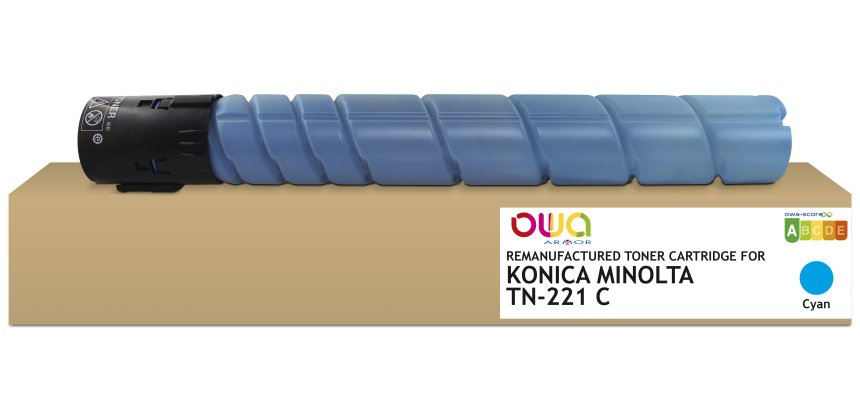 Toner remanufacturé OWA - standard - Cyan - pour KONICA MINOLTA TN-221 C, DEVELOP A8K34D0, OLIVETTI B1195