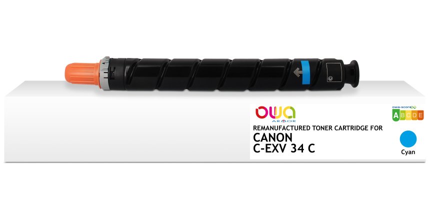 Toner remanufacturé OWA - standard - Cyan - pour CANON C-EXV34C