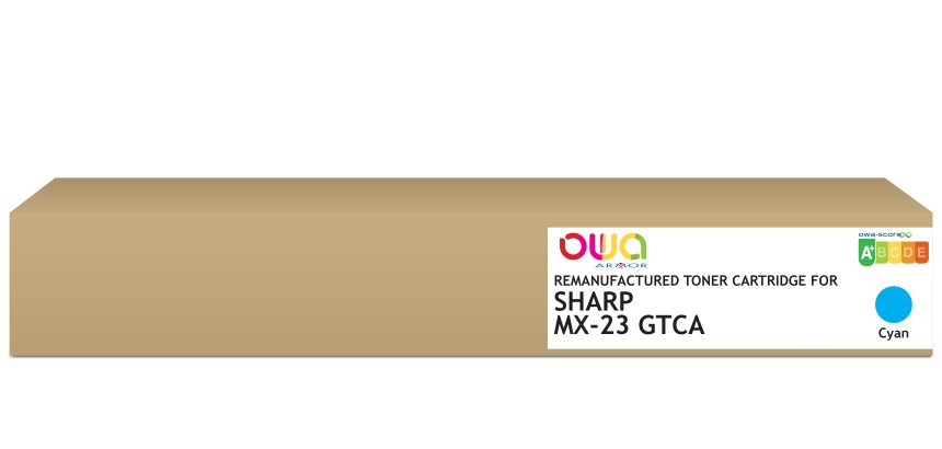 Toner remanufacturé OWA - standard - Cyan - pour SHARP MX-23GTCA, SHARP MX-23GTCA