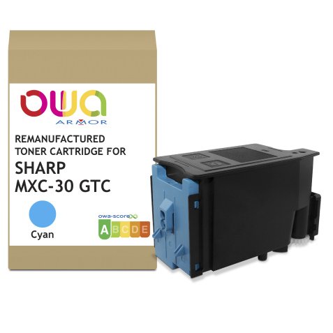 Toner remanufacturé OWA - standard - Cyan - pour SHARP MXC-30GTC, SHARP MXC-30GTC