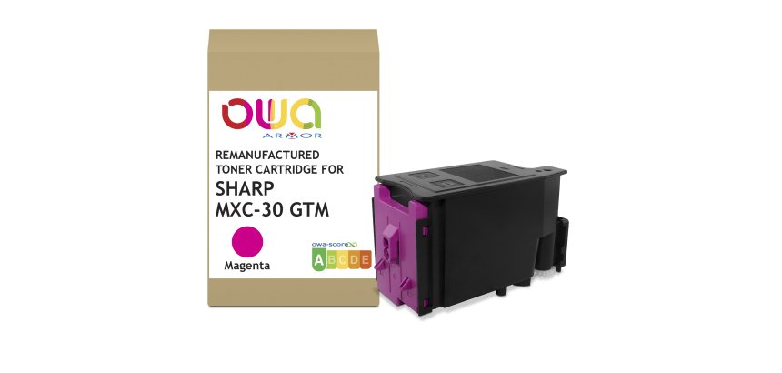 Toner remanufacturé OWA - standard - Magenta - pour SHARP MXC-30GTM, SHARP MXC-30GTM