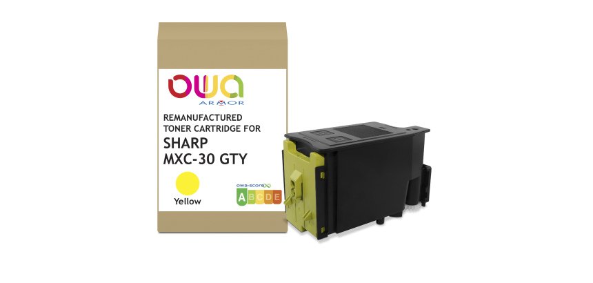 Toner remanufacturé OWA - standard - Jaune - pour SHARP MXC-30GTY, SHARP MXC-30GTY
