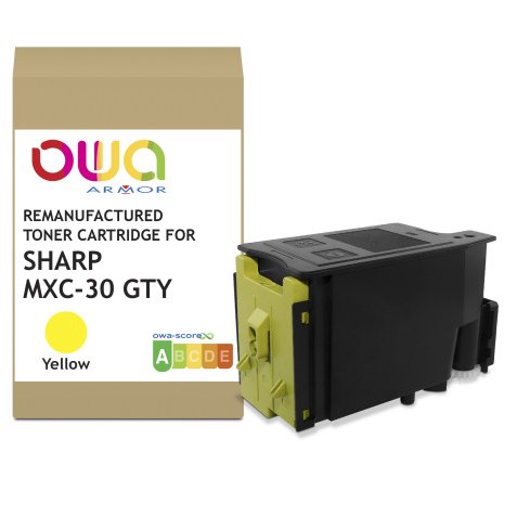Toner remanufacturé OWA - standard - Yellow - pour SHARP MXC-30GTY, SHARP MXC-30GTY