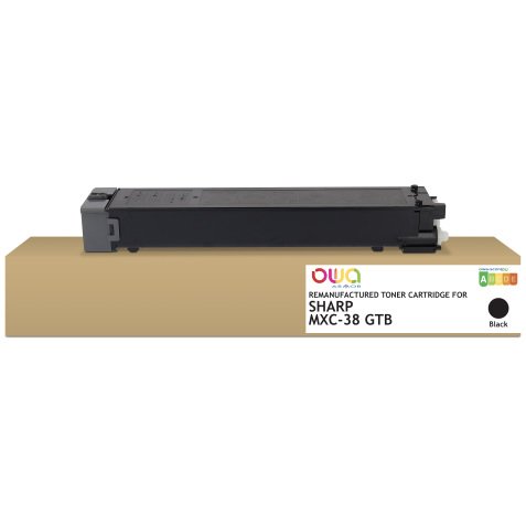 Toner remanufacturé OWA - standard - Noir - pour SHARP MXC-38GTB, SHARP MXC-38GTB