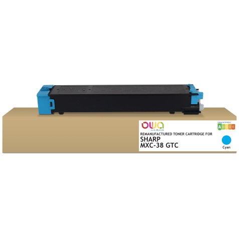 Toner remanufacturé OWA - standard - Cyan - pour SHARP MXC-38 GTC, SHARP MXC-38 GTC