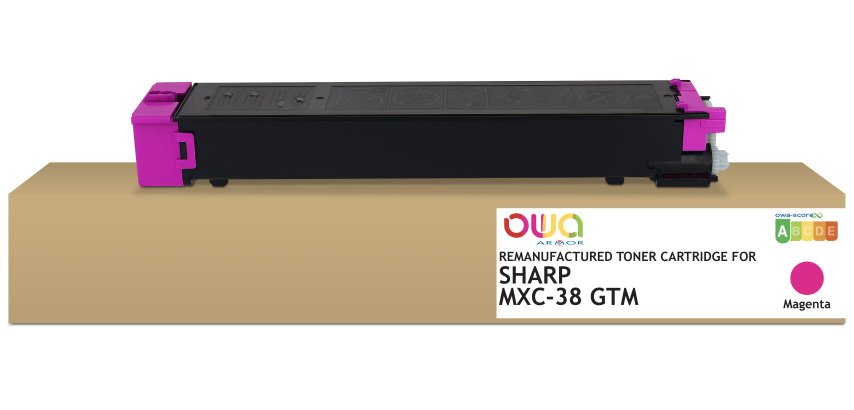 Toner remanufacturé OWA - standard - Magenta - pour SHARP MXC-38GTM, SHARP MXC-38GTM