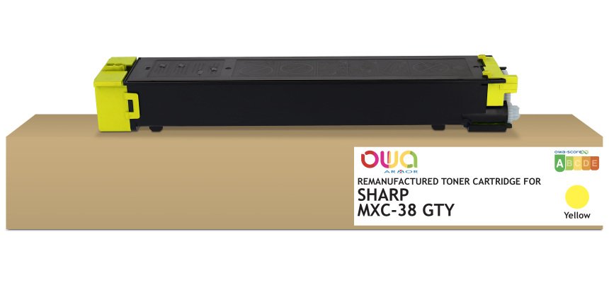 Toner remanufacturé OWA - standard - Yellow - pour SHARP MXC-38GTY, SHARP MXC-38GTY