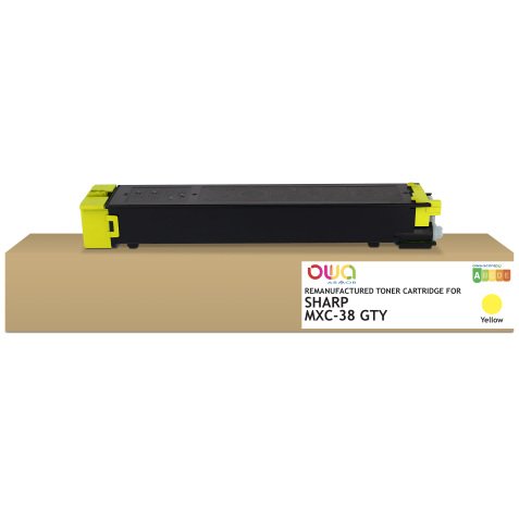Toner remanufacturé OWA - standard - Jaune - pour SHARP MXC-38GTY, SHARP MXC-38GTY