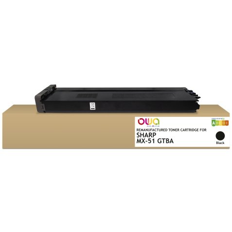 Toner remanufacturé OWA - standard - Noir - pour SHARP MX-51GTBA, SHARP MX-51GTBA