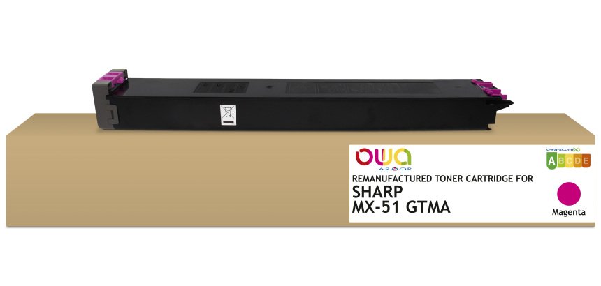 Toner remanufacturé OWA - standard - Magenta - pour SHARP MX-51GTMA, SHARP MX-51GTMA
