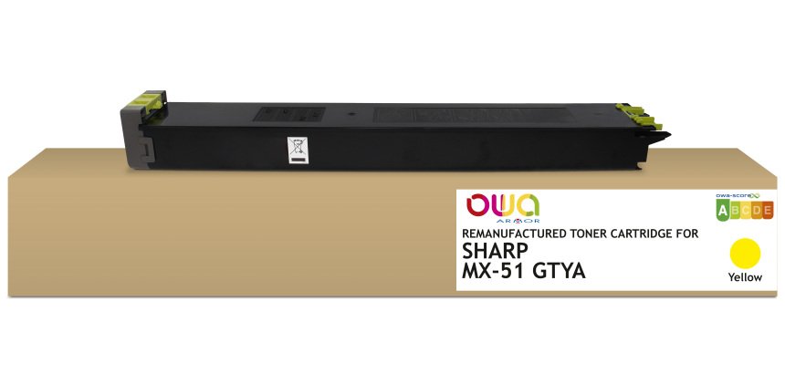 Toner remanufacturé OWA - standard - Jaune - pour SHARP MX-51GTYA, SHARP MX-51GTYA