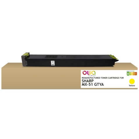 Toner remanufacturé OWA - standard - Jaune - pour SHARP MX-51GTYA, SHARP MX-51GTYA