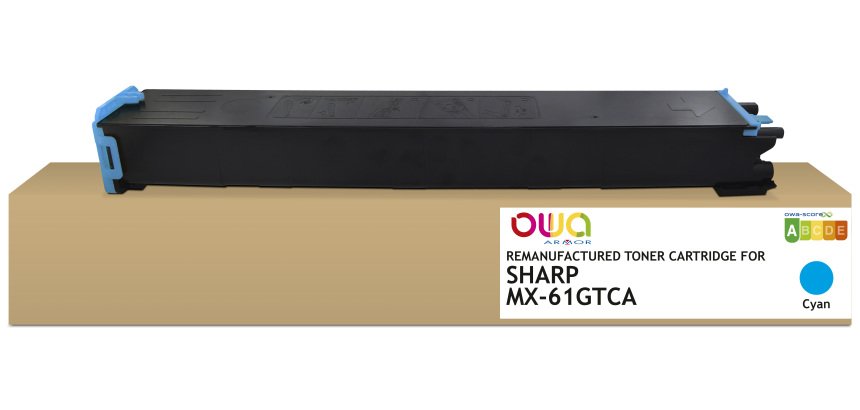 Toner remanufacturé OWA - standard - Cyan - pour SHARP MX-61GTCA, SHARP MX-61GTCA