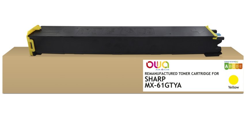 Toner remanufacturé OWA - standard - Jaune - pour SHARP MX-61GTYA, SHARP MX-61GTYA
