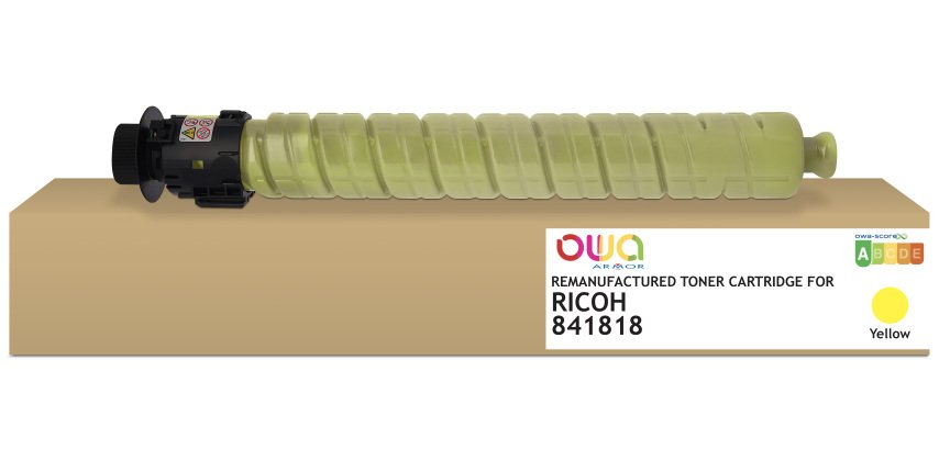 Toner remanufacturé OWA - standard - Jaune - pour RICOH 841818, RICOH 841818