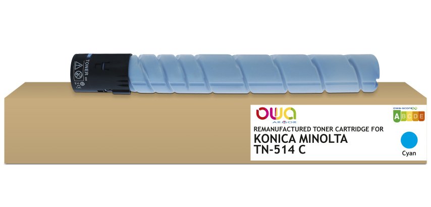 Toner remanufacturé OWA - standard - Cyan - pour KONICA MINOLTA TN-514C, DEVELOP A9E84D0, OLIVETTI B1207
