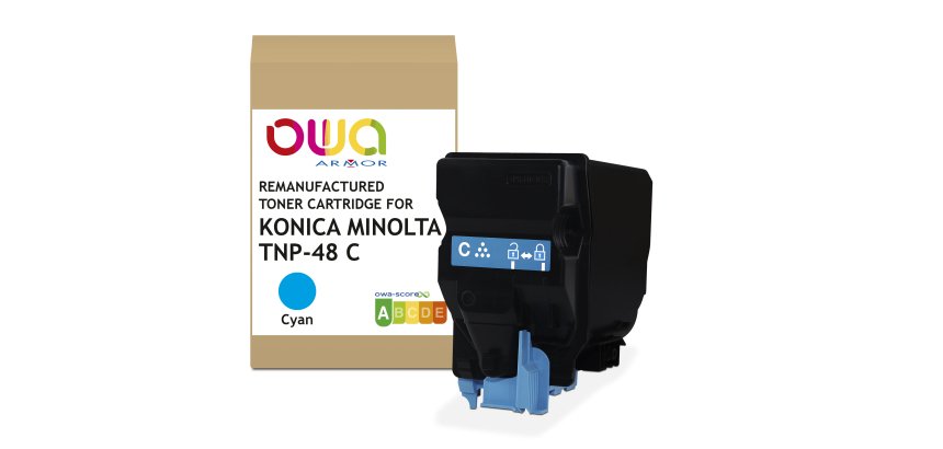 Toner remanufacturé OWA - standard - Cyan - pour KONICA MINOLTA TNP-48 C, TNP-49 C, KONICA MINOLTA TNP-48 C